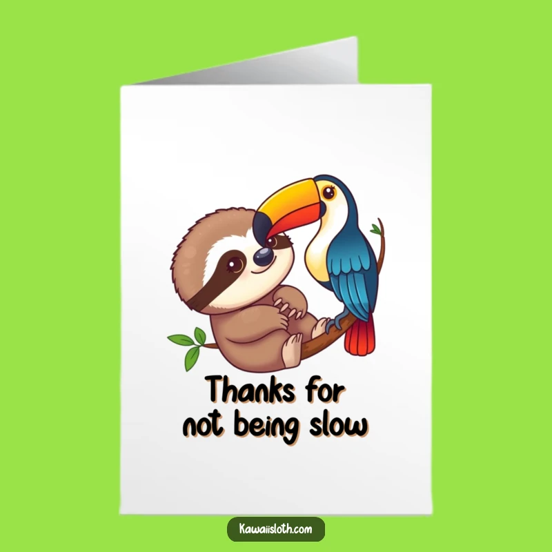 Free Printable Thank You Card: Sloth & Toucan Express Gratitude Humorously