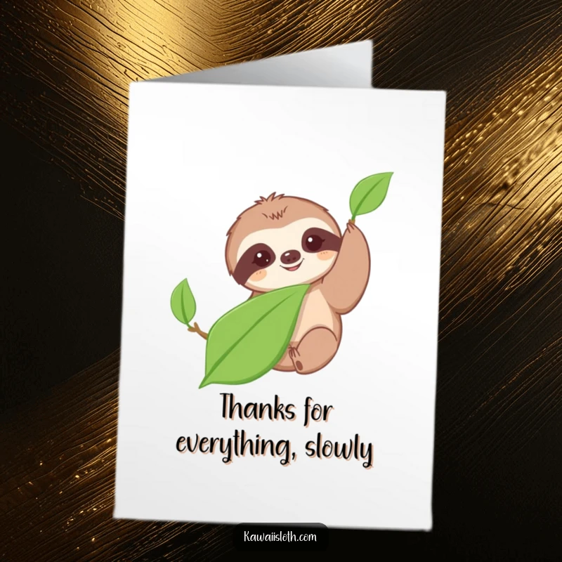Funny Free Printable Thank You Card: Adorable sloth slowly extending a paw to say thank you.