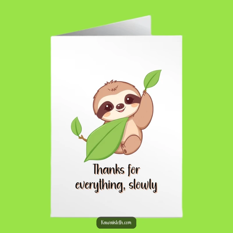 Free Printable Thank You Card: Slow Sloth Expresses Gratitude, A Funny Downloadable Gift