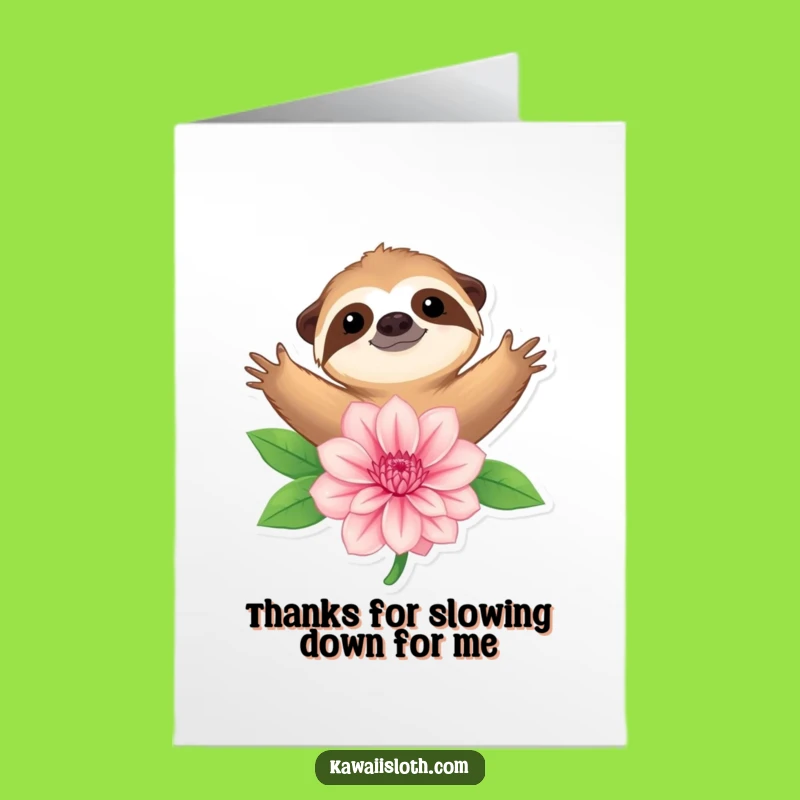 Free Printable Thank You Card: Sloth's Flower Hug Funny Downloadable Gratitude