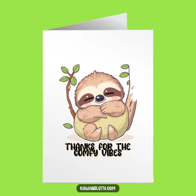 Free Printable Thank You Card: Dreamy Sloth Comfort, Funny Downloadable Gift