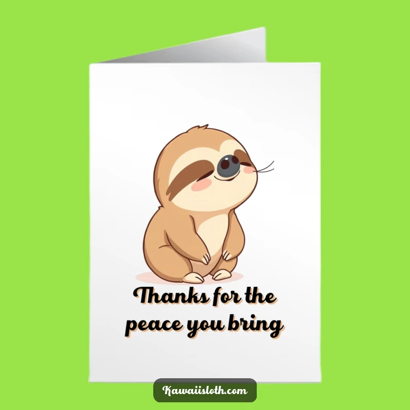 Free Printable Sloth Thank You Card: Peaceful Breeze Sloth Gift