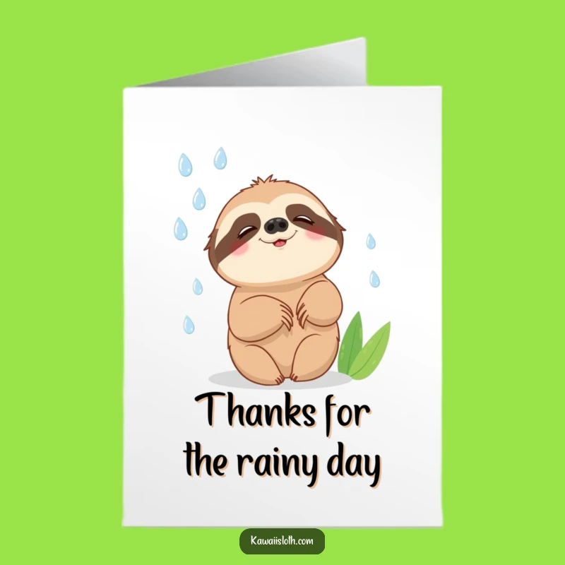 Free Printable Thank You Card: Sloth's Rainy Gratitude, A Funny Downloadable Gift