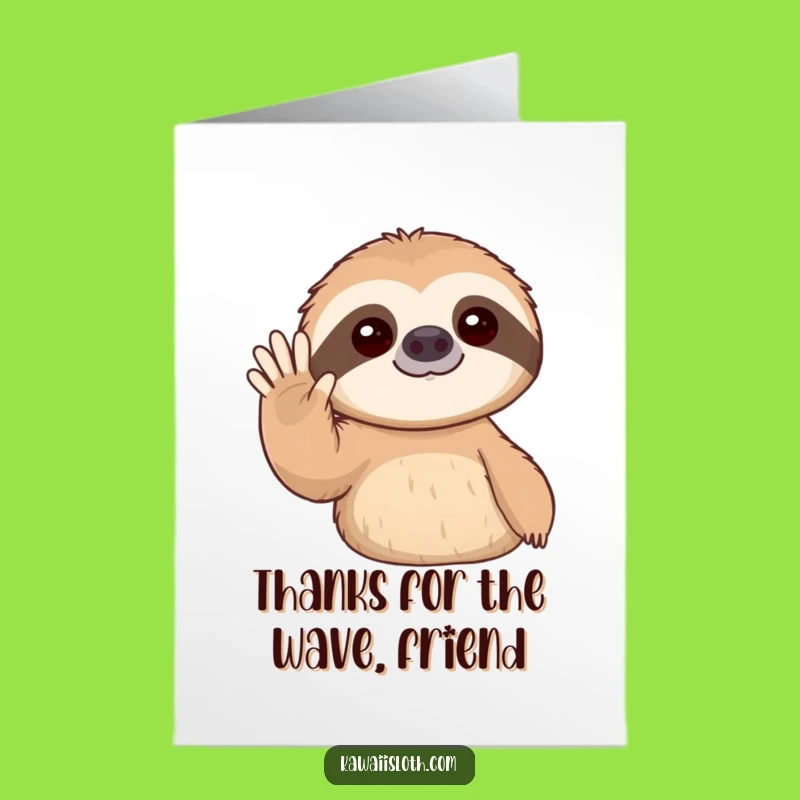 Free Printable Sloth Thank You Card: Gentle Wave Slow Sloth Gift