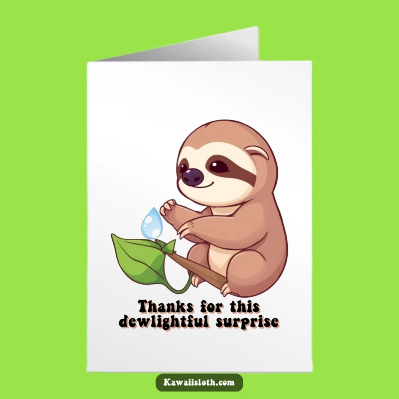 Free Printable Sloth Thank You Card: Funny Dewdrop Gesture for Grateful Downloadable Notes
