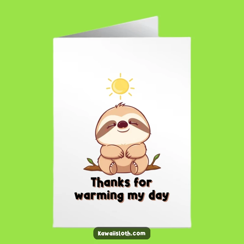 Free Printable Thank You Card: Blissful Sloth Sunbeam - Serene Downloadable Gift