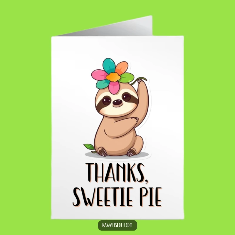 Free Printable Sloth Flower Thank You Card: Grateful & Funny Downloadable Gift, Print at Home