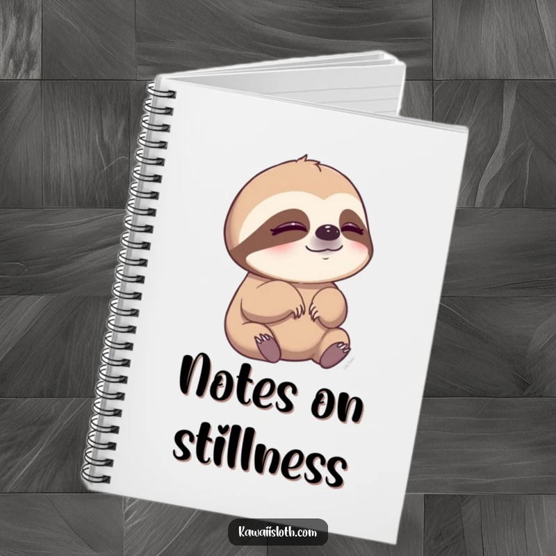 Funny notebook with a sloth slowly blinking, ideal for peaceful note-taking and journaling.