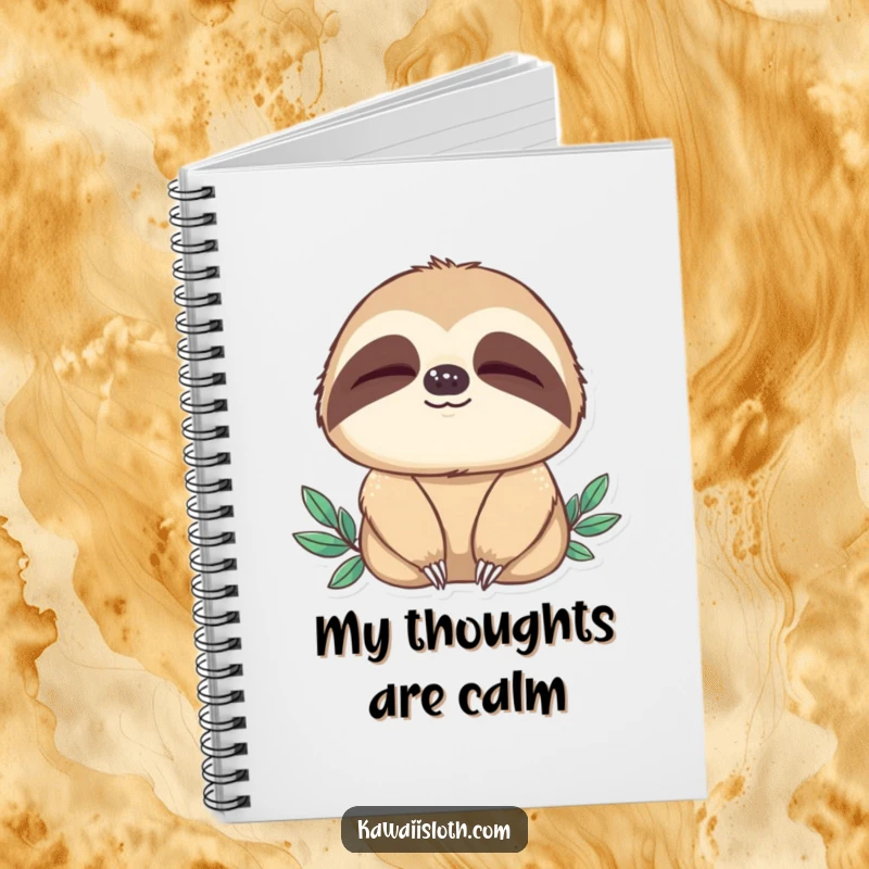 Funny notebook featuring a sloth blinking slowly, encouraging peaceful journaling and thoughtful note-taking. Ideal for calm reflection.