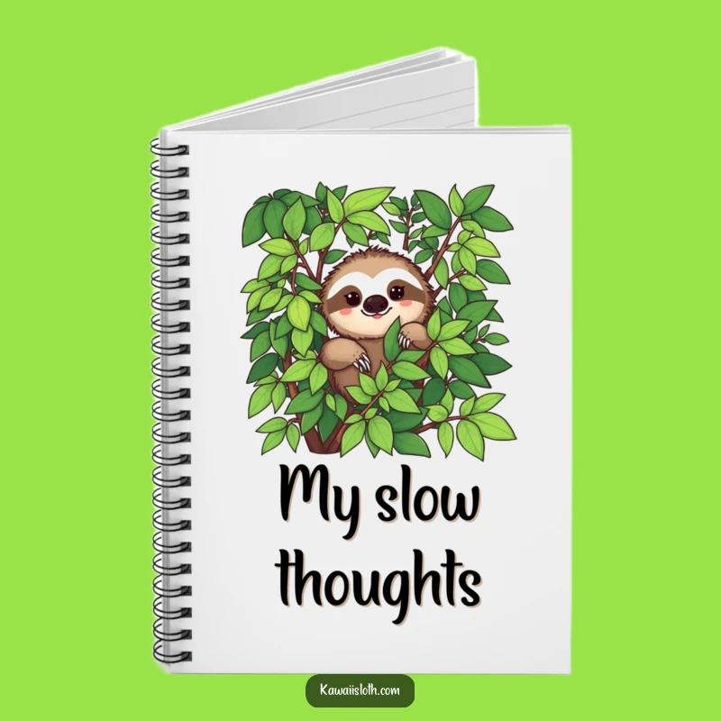 Funny Sloth Foliage Notebook, Jot Down Thoughts Slowly - A Gift!