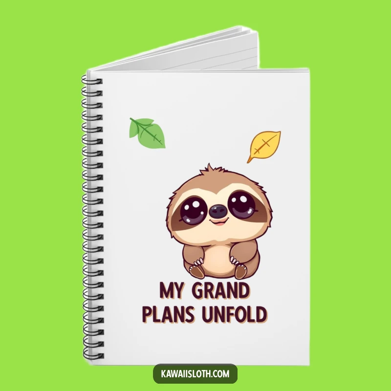 Funny Sloth Gentle Eyes Leaf Fall Notebook, Humorous Gift for Journaling & Slow Thoughts