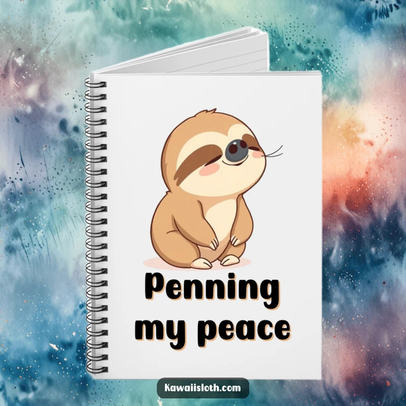 Funny notebook cover featuring a peaceful sloth enjoying a gentle breeze, ideal for journaling and reflections.