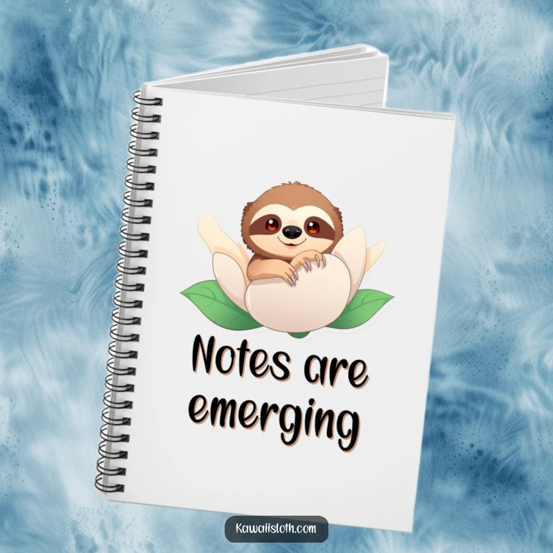 Funny notebook with a sloth peeking from behind a flower. Encourages creative writing and thoughtful note-taking with a humorous touch.