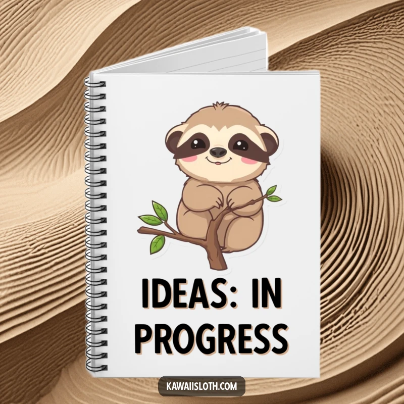 Funny notebook featuring a sloth comically stuck on a branch, great for notes and doodles.
