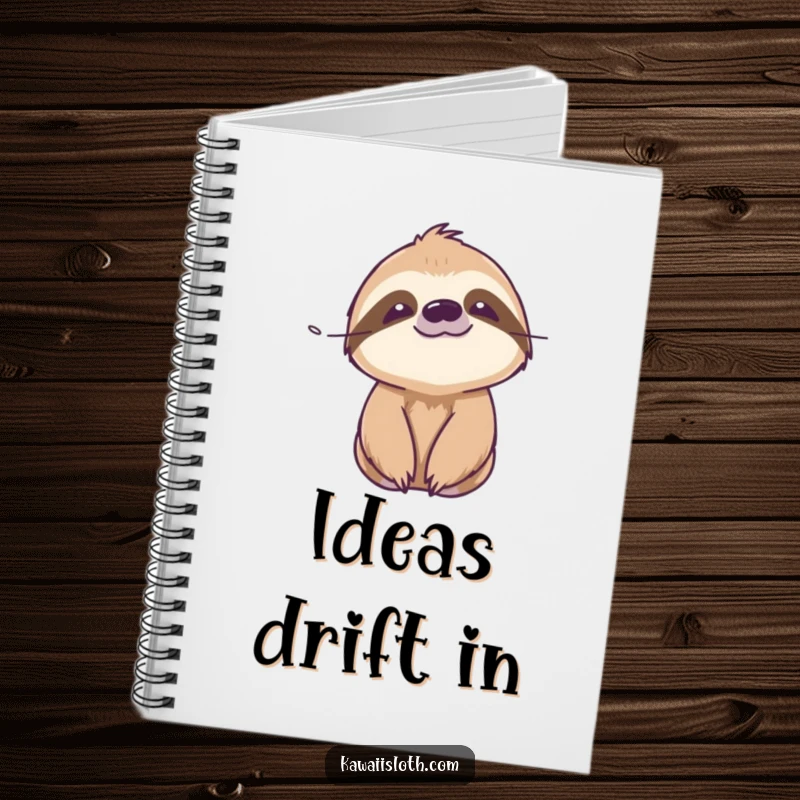 Funny serene sloth notebook featuring a sloth with a peaceful expression enjoying a gentle breeze, perfect for note-taking.