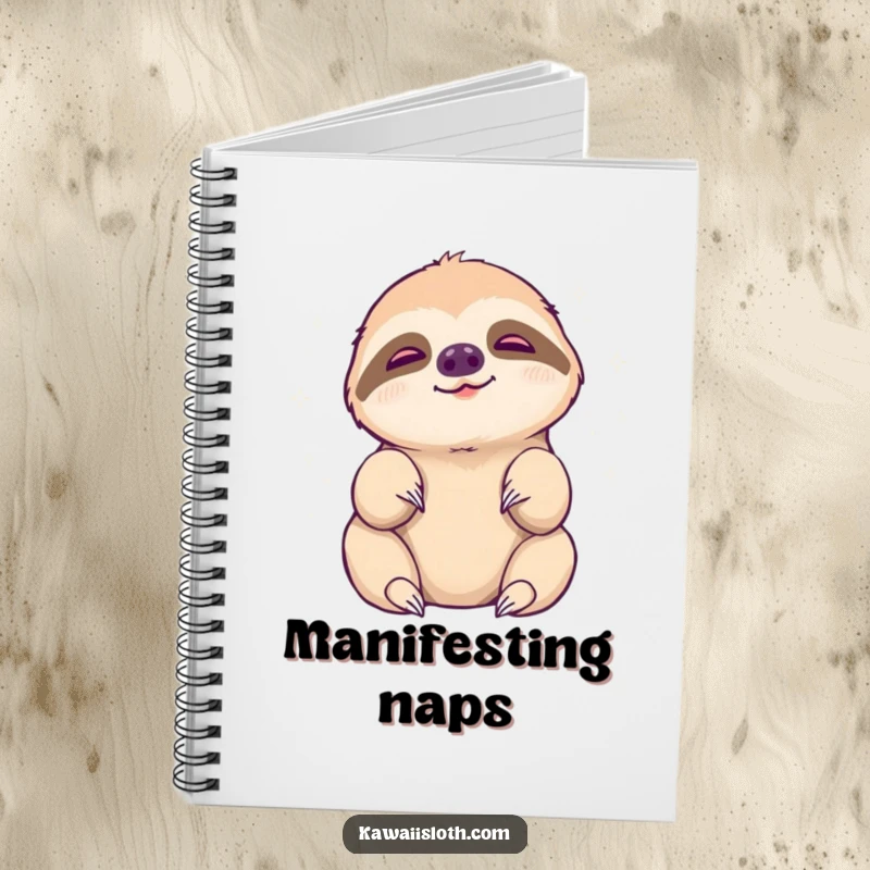 Funny sloth notebook, sloth reaching languidly for a peaceful aura, humorous journal, perfect funny gift.