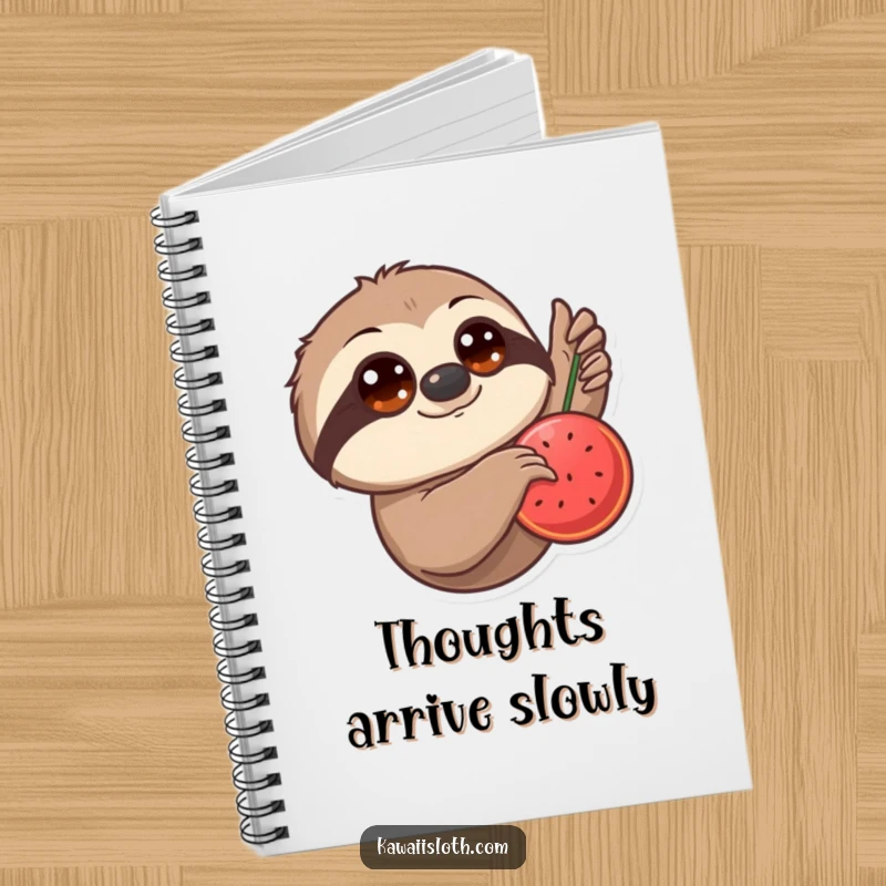 Funny Notebook: A sloth with big eyes slowly reaches for a hanging fruit, perfect for documenting your own patient plans.