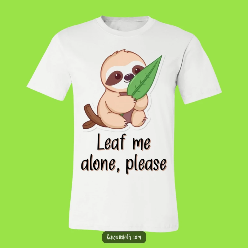 Funny Gentle Sloth T-Shirt with Leaf - Eco-Friendly Nature Tee
