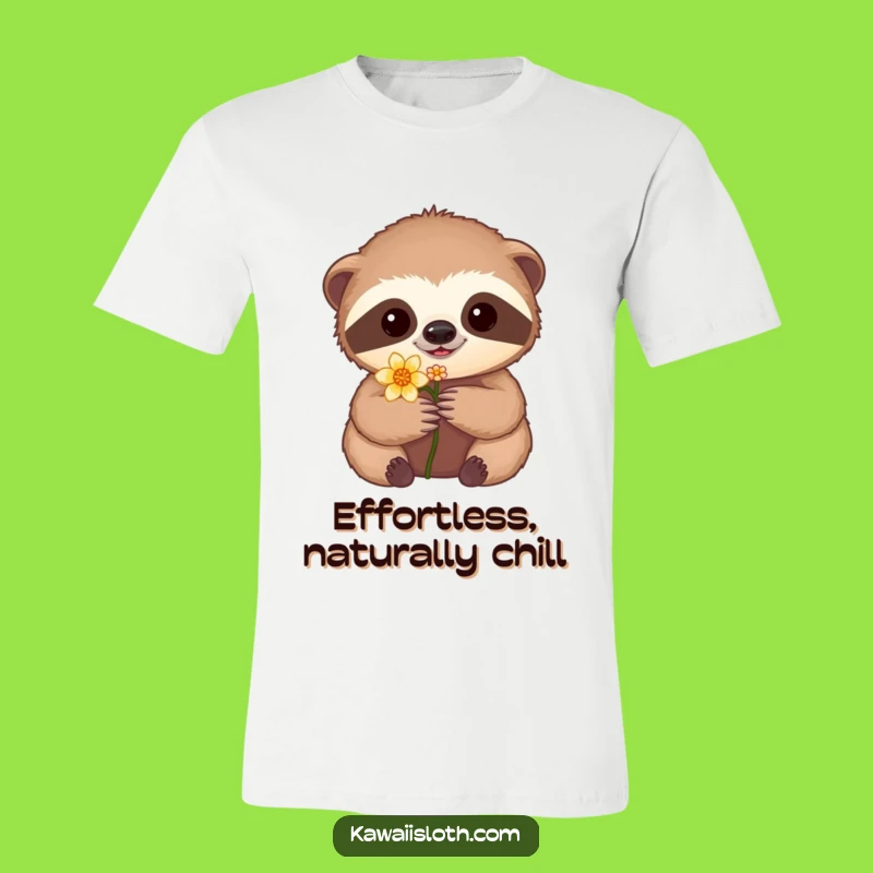 Funny Sloth Holding Flower T-Shirt: Wear Your Slow & Steady Funny Spirit