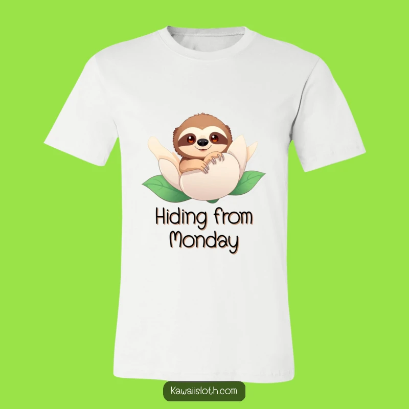 Funny Sloth Peeking T-Shirt: Hidden Humor Design, Ideal Funny Gift for Shy Personalities