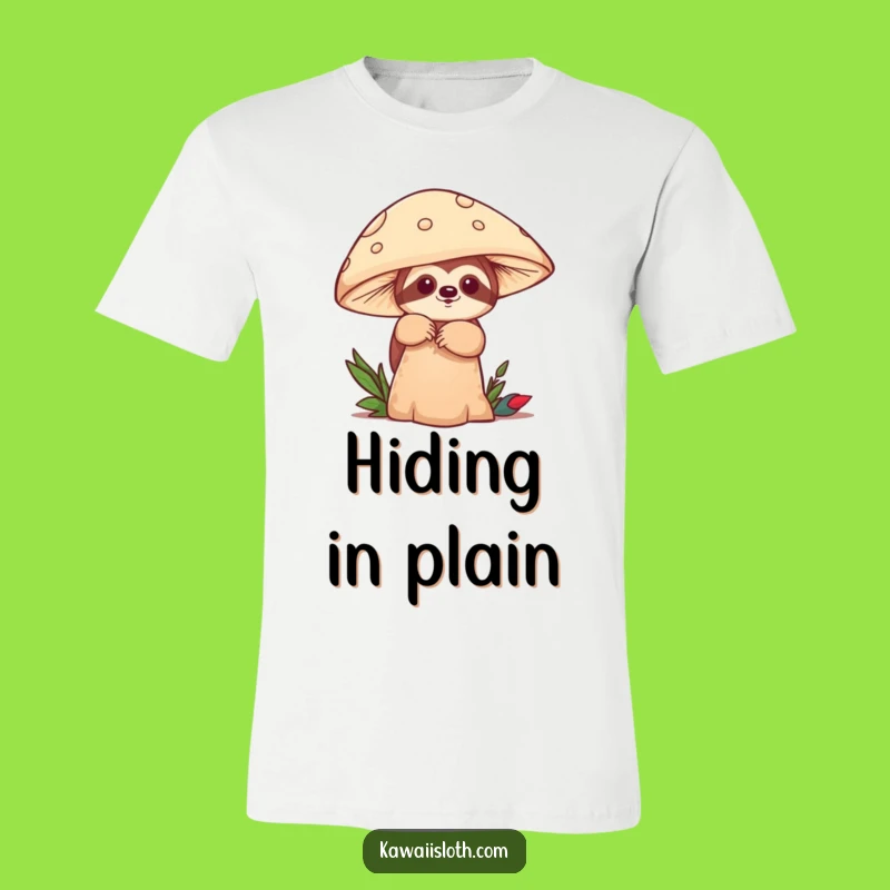 Funny Sloth Mushroom Peek T-Shirt: Cute Hide-and-Seek, Humorous Gift