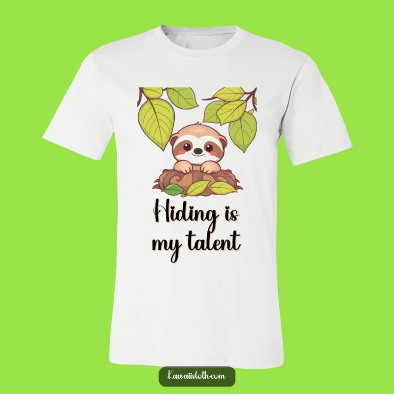 Funny Sloth Peeking T-Shirt: Charming Humorous Gift for Leafy Hideaways