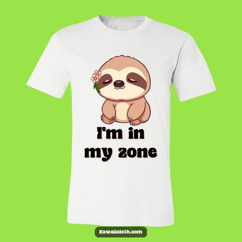 Funny Peaceful Sloth T-Shirt with Flower - Comfy Cotton Tee for Relaxed Vibes