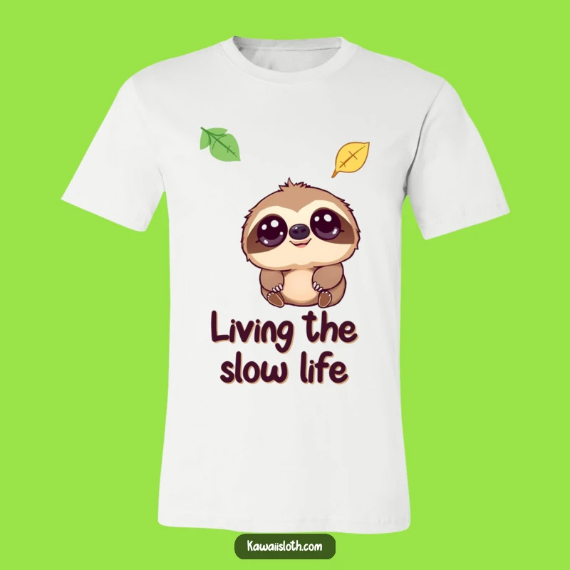 Funny Sloth Gentle Eyes Leaf Fall T-Shirt, Hilarious Slow Living Apparel Gift