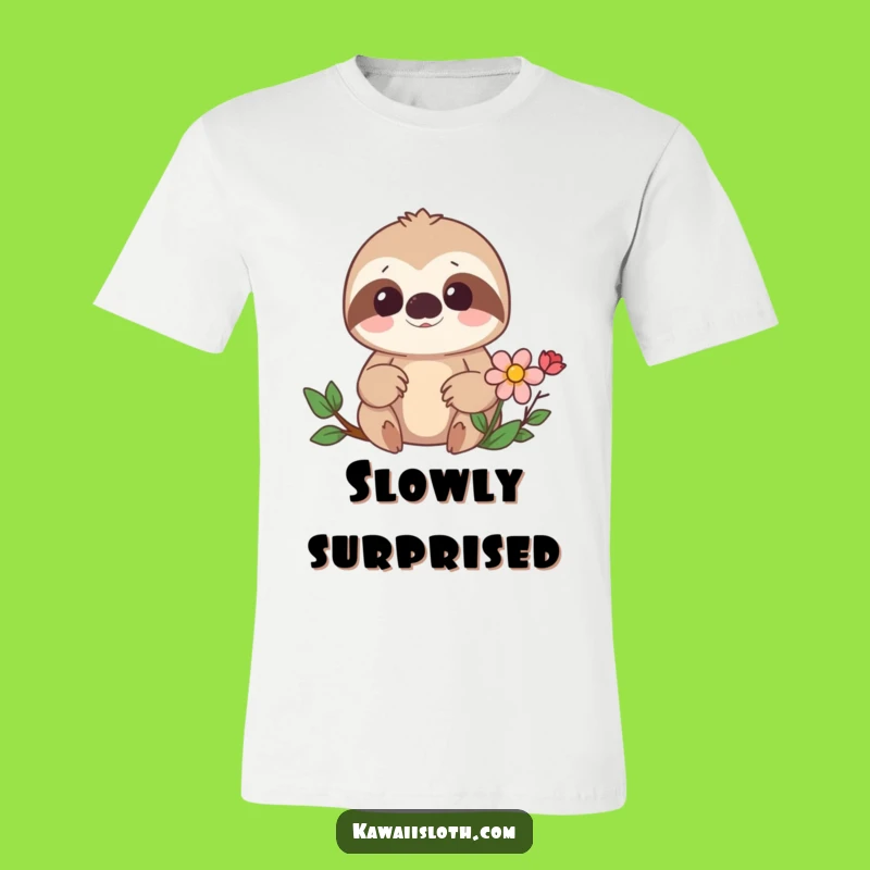 Funny Sloth Surprise T-Shirt: Adorable Flower Discovery, Perfect Humorous Gift