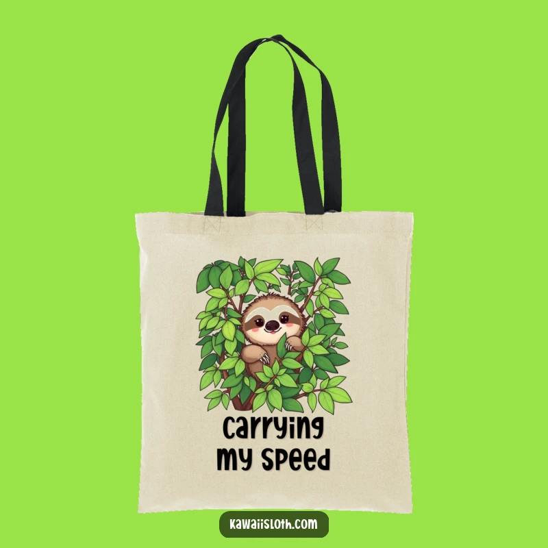 Funny Sloth Foliage Tote Bag, Carry Your Calm - A Gift!