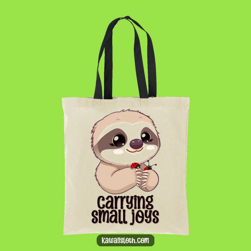 Funny Innocent Sloth Tote Bag - Ladybug Paw Observer Carryall Gift