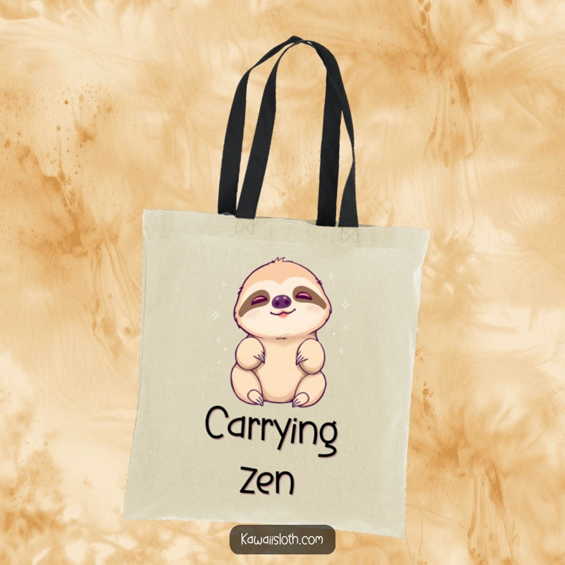 Funny sloth tote bag, sloth reaching languidly for a peaceful aura, humorous and practical, great funny gift.