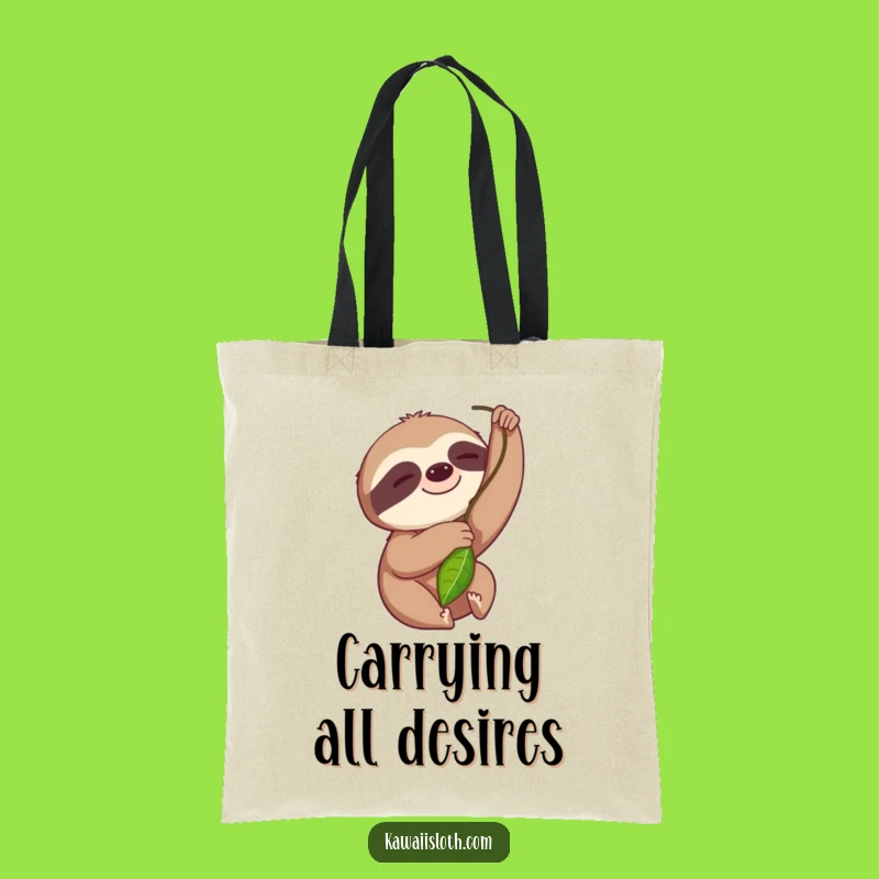 Funny Sloth Leaf Reach Tote Bag: Carry Your Essentials with Slothful Charm!
