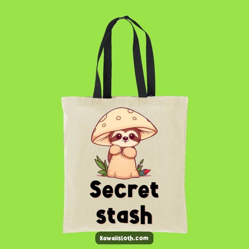 Funny Sloth Mushroom Peek Tote Bag: Playful Carry-All, Perfect Humorous Gift