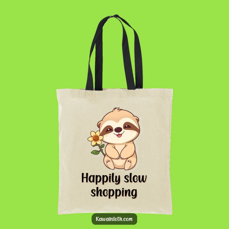 Funny Sloth Tote Bag - Happy Flower Ear Sloth Carry-all for Chilled Days